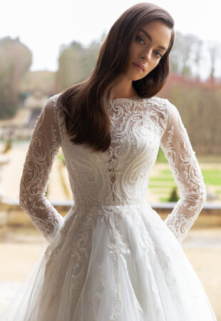 maravilloso preferir desaparecer Vestido de novia con mangas largas | Pollardi Noticias