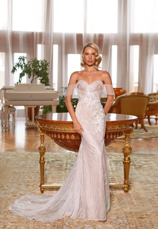 Off the shoulder wedding dresses photo