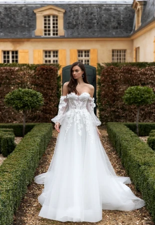 Off the shoulder wedding dresses photo