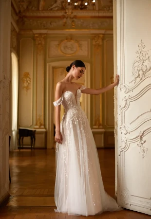 Off the shoulder wedding dresses photo