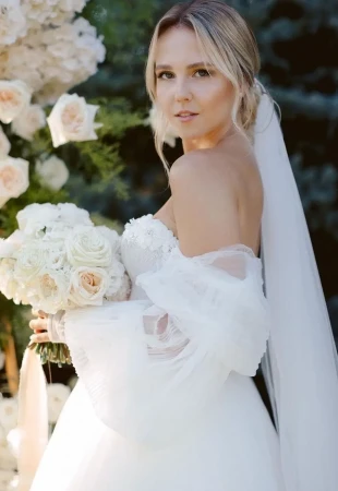 Off the shoulder wedding dresses photo