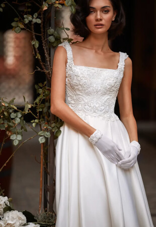 a line off shoulder wedding dress