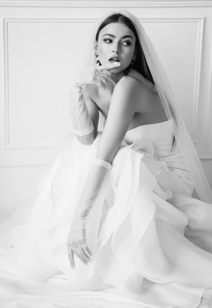 Off the shoulder wedding dresses photo