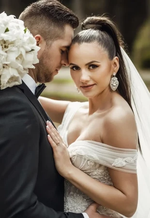 Off the shoulder wedding dresses photo