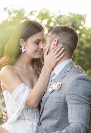 Off the shoulder wedding dresses photo